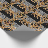 ゴールデンバロック、複雑なオーナメントデザイン。 ラッピングペーパー (角)