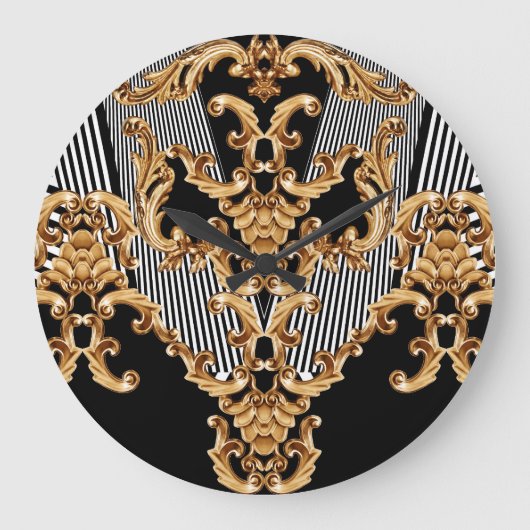 ゴールデンバロック、複雑なオーナメントデザイン。 ラージ壁時計 (正面)