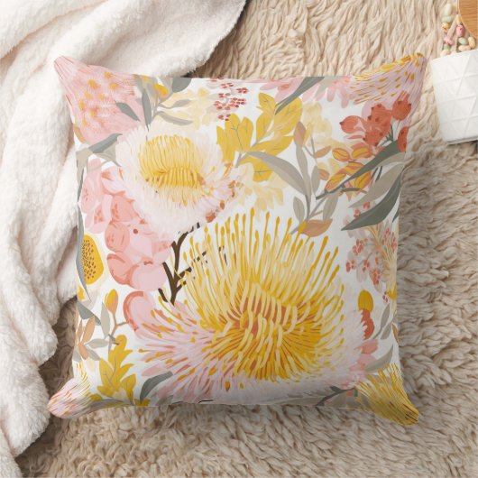ゴールデンバンクシア フラワーパターン クッション (ブランケット)