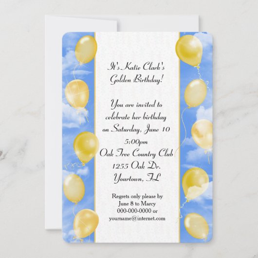 ゴールデンバースデーパーティーの招待状 招待状 (正面)