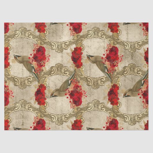 ゴールデンバーズアンドレッドフローラデコパージュ 薄葉紙 (正面)