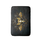 ゴールデンバードスカルオンブラックバックグラウンド バスマット (正面縦)