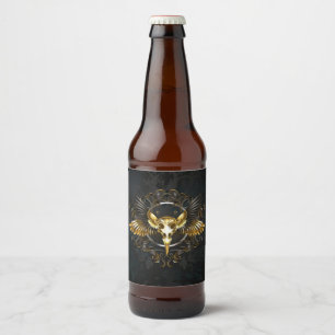 ゴールデンバードスカルオンブラックバックグラウンド ビールラベル