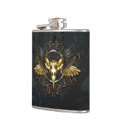 ゴールデンバードスカルオンブラックバックグラウンド フラスク (左)