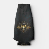 ゴールデンバードスカルオンブラックバックグラウンド ボトルクーラー (正面)