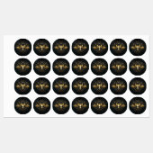 ゴールデンバードスカルオンブラックバックグラウンド ラベル (シート)