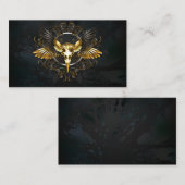 ゴールデンバードスカルオンブラックバックグラウンド 割引カード (正面/裏面)