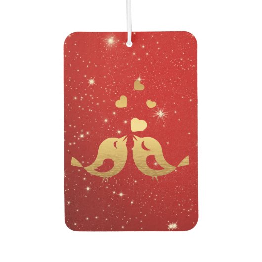 ゴールデンバードハート赤い光沢のある美素朴しい カーエアーフレッシュナー (正面)