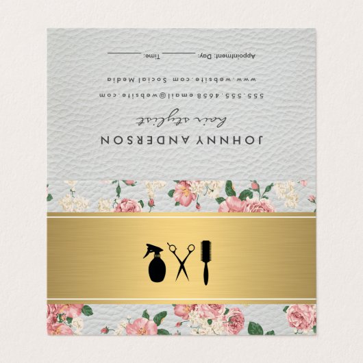 ゴールデンバーレザーアポイントメントフローラルパターン 名刺 (外部フラット)