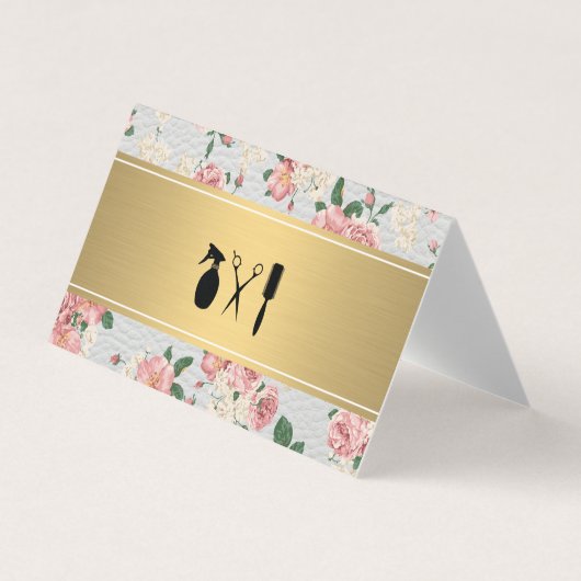 ゴールデンバーレザーアポイントメントフローラルパターン 名刺 (正面)