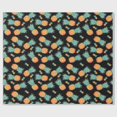 ゴールデンパイナップルパターン |トロピカルフルーツ ラッピングペーパー (フラット)