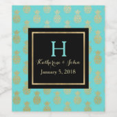 ゴールデンパイナップルモノグラムのズ結婚のワインラベル ワインラベル (シングルラベル)