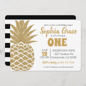 ゴールデンパイナップル誕生日ルアウ（ハワイ式宴会） 招待状 (正面/裏面)