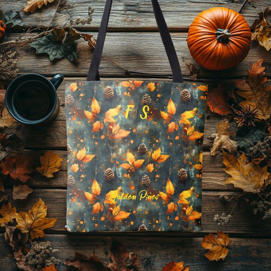 ゴールデンパインズトートと秋の葉とピネコン トートバッグ