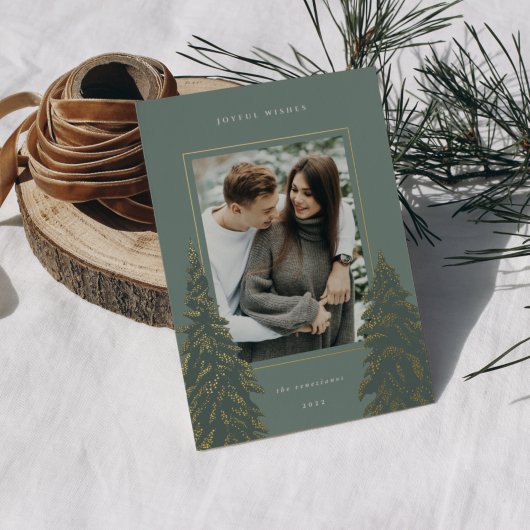 ゴールデンパイン |クリスマスエレガントの写真 箔シーズンカード