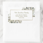 ゴールデンパイン&ユーカリプトゥスホリデイ差出人住所 長方形シール (バッグ)