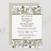 ゴールデンパイン&ユーカリ素朴ウィンターウェディング 招待状 (正面/裏面)