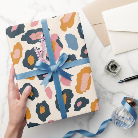 ゴールデンパステルレオパードスポット ラッピングペーパー (ギフト)