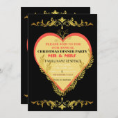 ゴールデンパターンメリークリスマスハッピーホリデー 招待状 (正面/裏面)