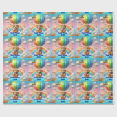 ゴールデンパピーボーイズネーム誕生日バルーンレインボー ラッピングペーパー (フラット)