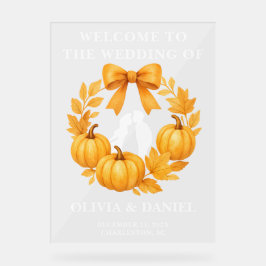 ゴールデンパンプキン秋の結婚式へようこそ アクリルサイン