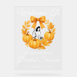 ゴールデンパンプキン秋ブライダルシャワーウェルカム アクリルサイン