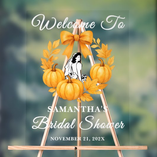 ゴールデンパンプキン秋ブライダルシャワーウェルカム アクリルサイン (ニュートラル)