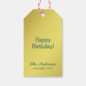 ゴールデンパーソナライズされたイエレガントローハッピーバースデー ギフトタグ (裏面)