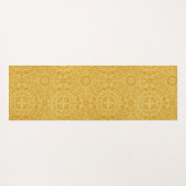 ゴールデンパーソナライズされたイエローウィリアムモリスフローラ ヨガマット (裏面(横))