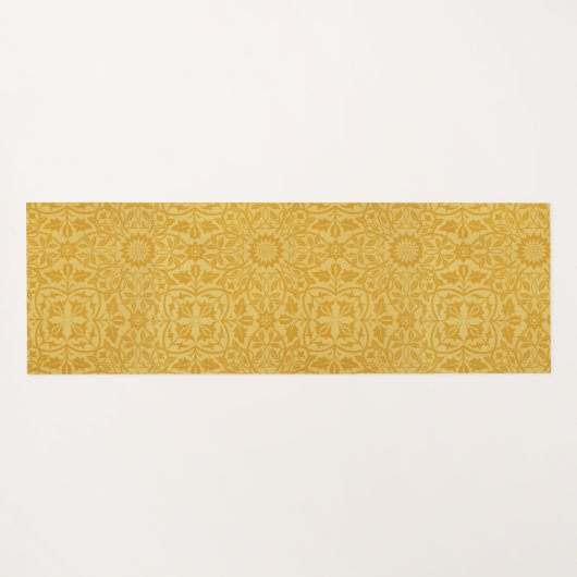 ゴールデンパーソナライズされたイエローウィリアムモリスフローラ ヨガマット (裏面(横))
