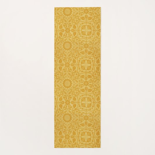 ゴールデンパーソナライズされたイエローウィリアムモリスフローラ ヨガマット (裏面)