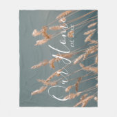 ゴールデンパーソナライズされたグラスオンターコイズブルーレイク フリースブランケット (正面)