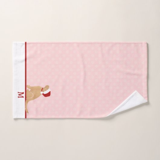 ゴールデンパーソナライズされたサンタ犬のタオルセット バスタオルセット (ハンドタオル)