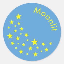 ゴールデンパーソナライズされたスターとムーンブルー ラウンドシール