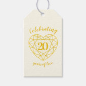 ゴールデンパーソナライズされたダイヤモンド20番目の宝石ハート ギフトタグ (正面)