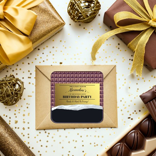 ゴールデンパーソナライズされたチケットチョコレートパーティーの好意 スクエアシール