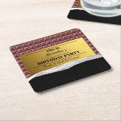 ゴールデンパーソナライズされたチケットチョコレートパーティー スクエアペーパーコースター (アングル)