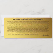 ゴールデンパーソナライズされたチケットパーティの招待状 招待状 (裏面)