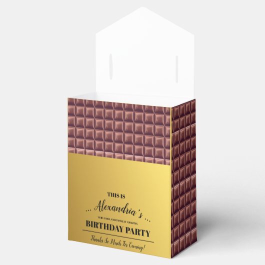 ゴールデンパーソナライズされたチョコレートキャンディバー誕生日 フェイバーボックス (オープン)