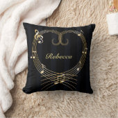 ゴールデンパーソナライズされたハート楽譜 クッション (ブランケット)