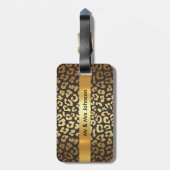 ゴールデンパーソナライズされたヒョウ皮ラゲッジレザー ラゲッジタグ (裏面縦)