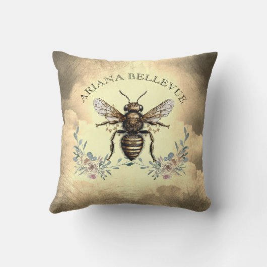 ゴールデンパーソナライズされたビーフローラ クッション (裏面)