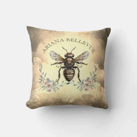 ゴールデンパーソナライズされたビーフローラ クッション (正面)