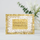 ゴールデンパーソナライズされたホワイトサンキューカード サンキューカード (スタンド正面)