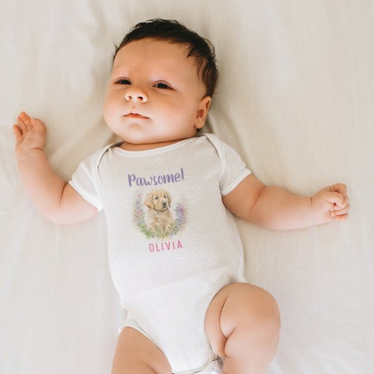 ゴールデンパーソナライズされたモダンレトリエバーパピー ベビーボディスーツ