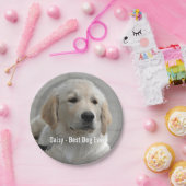 ゴールデンパーソナライズされたリトリーバードッグの写真と名前 ペーパープレート (パーティー)