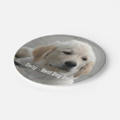 ゴールデンパーソナライズされたリトリーバードッグの写真と名前 ペーパープレート (アングル)