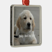 ゴールデンパーソナライズされたリトリーバードッグの写真と名前 メタルオーナメント (右)