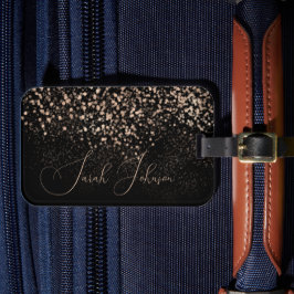 ゴールデンパーソナライズされたレインネーム/ラゲージタグ – 黒 ラゲッジタグ