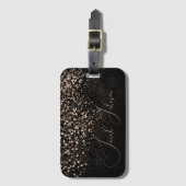 ゴールデンパーソナライズされたレインネーム/ラゲージタグ – 黒 ラゲッジタグ (正面縦)